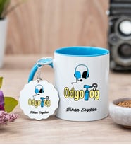 Odyolog Mavi Kupa Bardak Ve Anahtarlık Set