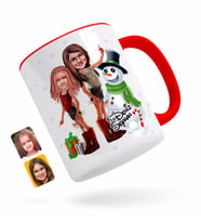 BK Gift Kişiye Özel Yeni Yıl Kız Kardeşler Karikatürlü Kırmızı Kupa Bardak-2