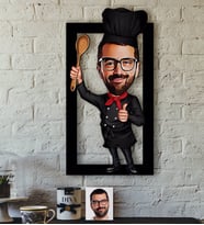 BK Gift Kişiye Özel Bay Chef Karikatürlü 3D Ahşap Tablo-1