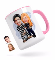 BK Gift Kişiye Özel Sevgililer Karikatürlü Pembe Kupa Bardak-7