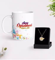 BK Gift Kişiye Özel Sınıf Öğretmeni Beyaz Kupa ve Papatya Kolye Hediye Seti (Model 1)