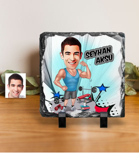 BK Gift Kişiye Özel Bay Sporcu Karikatürlü Dekoratif Doğal Taş
