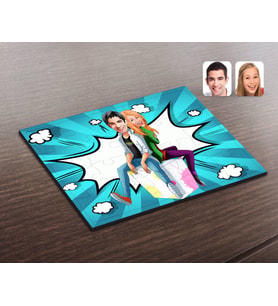 BK Gift Kişiye Özel Sevgililer Karikatürlü Ahşap Puzzle-35