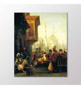 Arty Tablo İstanbul Ortaköy Yakınlarında Bir Kahvehane Tablo (Karışık)