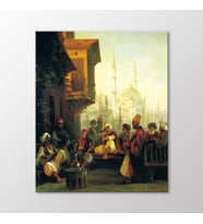 Arty Tablo İstanbul Ortaköy Yakınlarında Bir Kahvehane Tablo (Karışık)