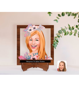 BK Gift Kişiye Özel Kadınlar Günü Dünyanın En Güzel Kadını Karikatürlü Ahşap Standlı 3D Biblo-32 (Beyaz)