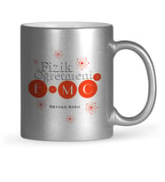 BK Gift Kişiye Özel Fizik Öğretmeni Gümüş Yaldızlı Kupa Bardak  2