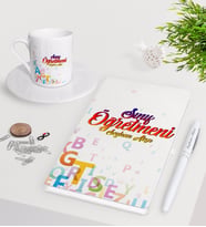 BK Gift Kişiye Özel Sınıf Öğretmeni Beyaz Defter Kalem Türk Kahvesi Fincanı Seti-12 (Model 1)