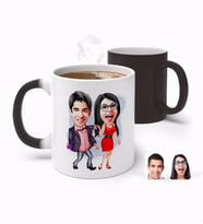 BK Gift Kişiye Özel Sevgililer Karikatürlü Sihirli Kupa Bardak-4 (Beyaz)