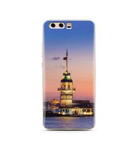 Kız Kulesi Tasarımlı Süper Şeffaf Silikon Telefon Kılıfı Huawei P10    