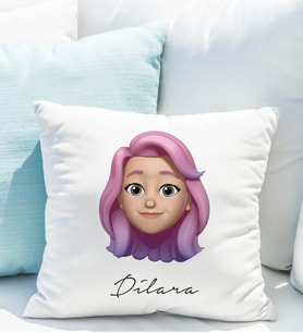 Emoji Kız Stiker Yastığı Kişiye Özel