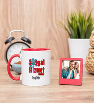 Sosyal Hizmet Uzmanı Kırmızı Kupa Bardak ve Kırmızı Mini Fotoğraf Çerçevesi