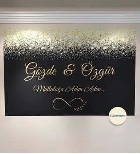 100x70cm Söz, Nişan, Kına Gecesi, Düğün İçin Kişiye Özel Branda Afiş Arka Fon