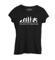 Drummer - The Beat of Evolution Siyah Kadın Tshirt