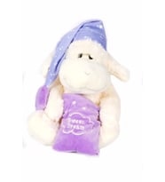 Peluş Sevimli Kuzu 40 Cm Şapkalı Uyku Arkadaşı Hediyelik (Mor)