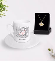 BK Gift Kişiye Özel Öğretmenimi Seviyorum Türk Kahvesi Fincanı ve İsimli Papatya Kolye Hediye Seti-1 (Model 1)