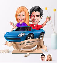 BK Gift Kişiye Özel Yılın En Mükemmel Çifti Karikatürlü 3D Ahşap Biblo Plaket-52 (Beyaz)