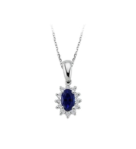 Sirius Pırlanta ve Oval Safir Taşlı Anturaj Kolye 0717P0029