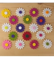 Keçe 5 cm Renkli Papatya Figürleri 10 Adet, Keçeden Çiçek Süsleri