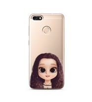 Kıvırcık Saçlı Kız Tasarımlı Süper Şeffaf Silikon Telefon Kılıfı Huawei P9 Lite 