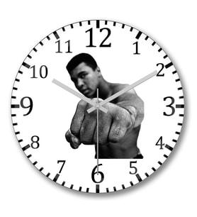 Muhammed Ali Boks2 Duvar Saati Bombeli Gercek Cam