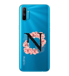 Pembe Çiçekli Harf Tasarım Süper Şeffaf Silikon Telefon Kılıfı Oppo Realmi C3 N-