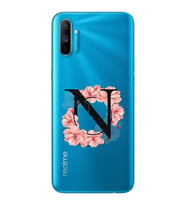 Pembe Çiçekli Harf Tasarım Süper Şeffaf Silikon Telefon Kılıfı Oppo Realmi C3 N-