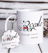 BK Gift Kişiye Özel Mânâ Berceste Beyaz Kupa ve Anahtarlık Hediye Seti (Model 1)