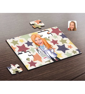 BK Gift Kişiye Özel Kadın Göz Doktoru Karikatürlü Ahşap Puzzle-1