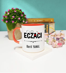 Eczacı Tasarımlı Kişiye Özel Eczacı Kupa Bardak Turuncu