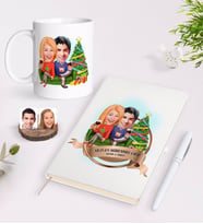 BK Gift Kişiye Özel Yılın En Mükemmel Çifti Karikatürlü Beyaz Defter Kalem ve Kupa Seti-64 (Model 1)