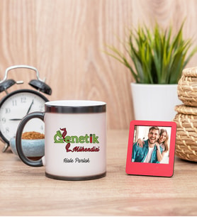 Genetik Mühendisi Sihirli  Kupa Bardak ve Kırmızı Mini Çerçeve