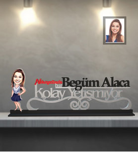 Kişiye Özel Bayan Karikatürlü Kolay Yetişmiyor Ahşap Biblo Model-1