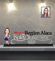 Kişiye Özel Bayan Karikatürlü Kolay Yetişmiyor Ahşap Biblo Model-1