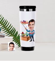 BK Gift Kişiye Özel Bay Öğretmen Karikatürlü Çelik Termos Bardak - 4