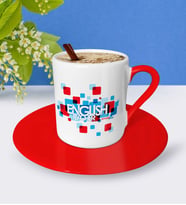 BK Gift Kişiye Özel İngilizce Öğretmeni Kırmızı Türk Kahvesi Fincanı  3