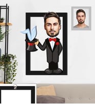Kişiye Özel Sihirbaz Karikatürlü 3D Ahşap Tablo 30x47 Bay-1