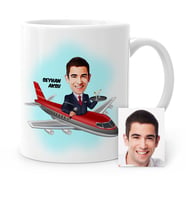 BK Gift Kişiye Özel Uçuş Görevlisi Host Karikatür Beyaz Kupa Bardak  1