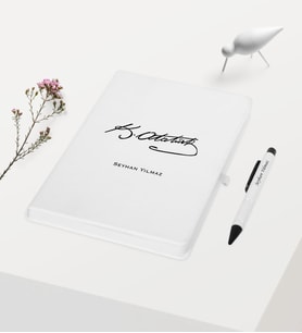 BK Gift Kişiye Özel Atatürk Temalı Beyaz Defter Kalem Hediye Seti - 6