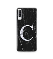 Samsung A80 Siyah Mermer Harf Tasarımlı Telefon Kılıfı C-Harfi 
