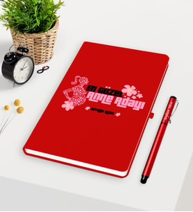 BK Gift Kişiye Özel En Güzel Anne Adayı Kırmızı Defter Kalem Seti - 3