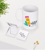 BK Gift Kişiye Özel En İyi Öğretmen Beyaz Kupa Ayna Seti-10 (Model 1)