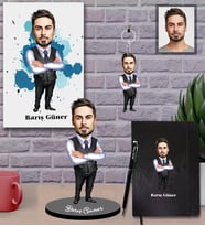 Kişiye Özel Patron Karikatürlü 5 li Hediye Seti Bay-22