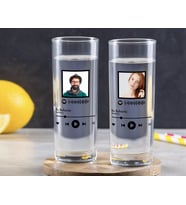 BK Gift Kişiye Özel Renkli Baskılı Fotoğraflı Spotify Barkodlu İkili Vodka Bardağı-1 (Beyaz)