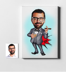BK Gift Kişiye Özel Bay Patron Karikatür Kanvas Tablo 50x70cm 4