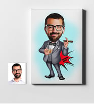 BK Gift Kişiye Özel Bay Patron Karikatür Kanvas Tablo 50x70cm 4