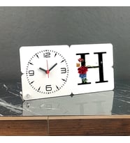 H Harfi Ahşap Masa Saati