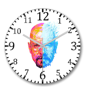 Walter White and Heisenberg Duvar Saati Bombeli Gercek Cam