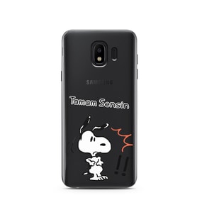 Snoopy Tasarımlı Süper Şeffaf Silikon Telefon Kılıfı Samsung J4 (2018)