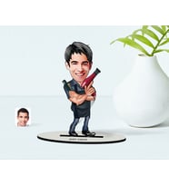 BK Gift Kişiye Özel Bay Kuaför Karikatür Ahşap Biblo  1